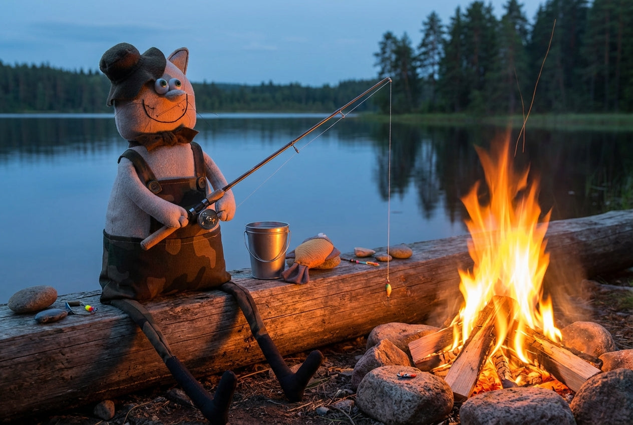 Rankų darbo lininis katinas „Klemensas“