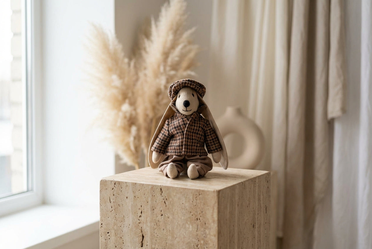 Rankų darbo lininis triušiukas „Teodoras“