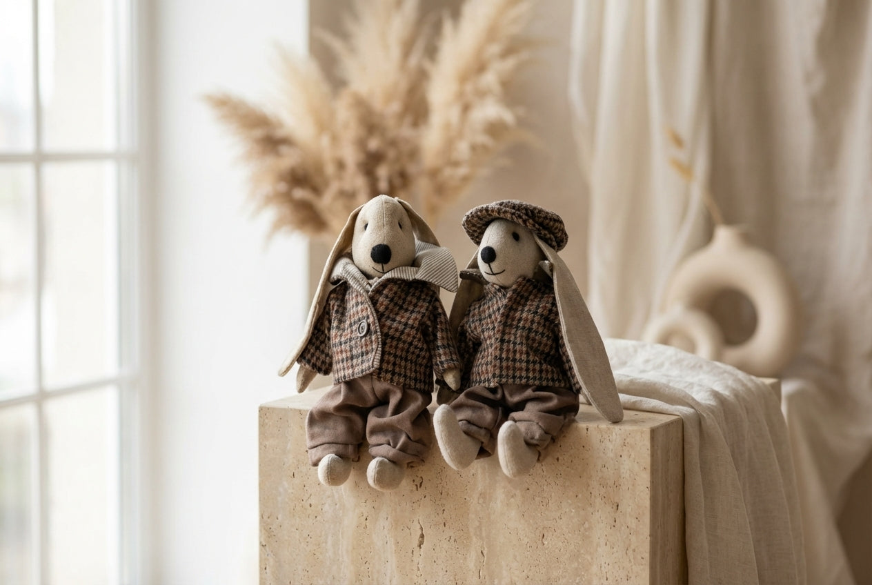 Rankų darbo lininis triušiukas „Teodoras“