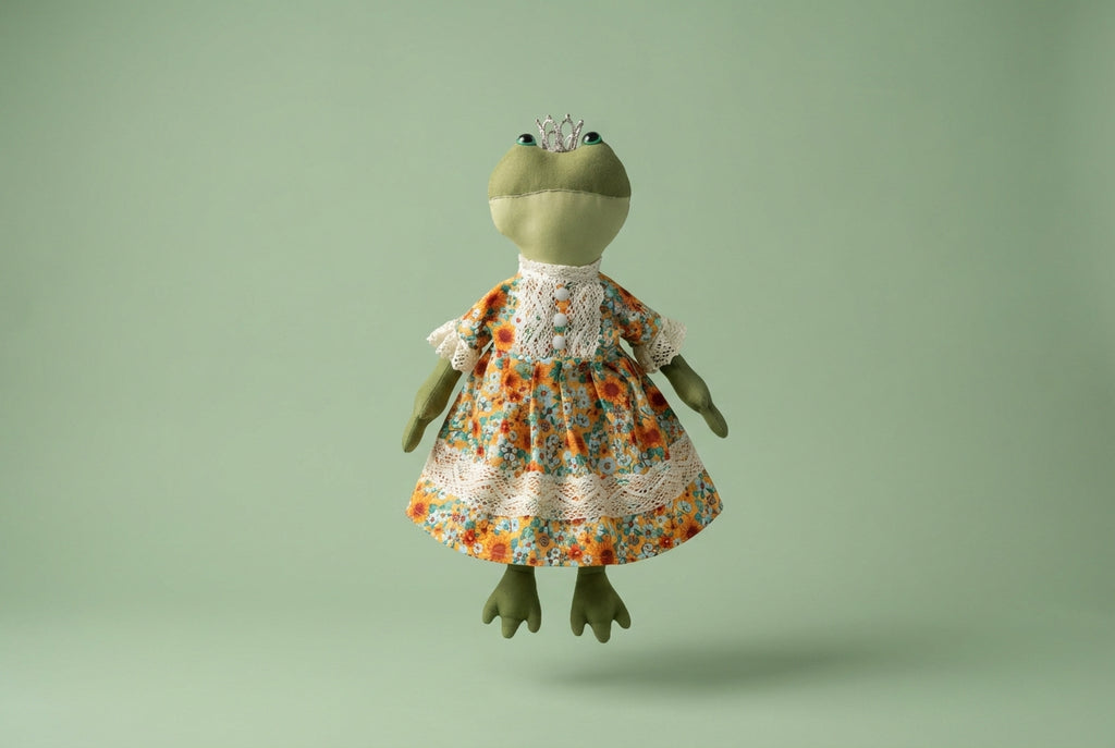 Rankų darbo lininė varlytė „Princesė Smaragda“