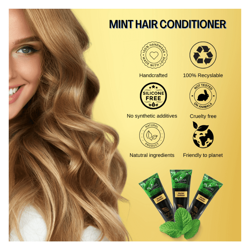 MINT HAIR CONDITIONER Skirtas normaliems, sausiems, pažeistiems ir nusilpusiems plaukams